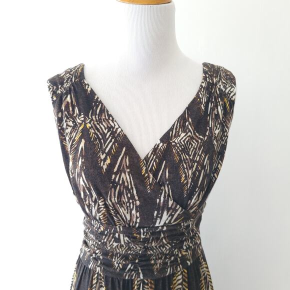 Nic + Zoe Maxi Dress Surplice Sleeveless Brown Plant Stretch Women XS - Picture 4 of 12